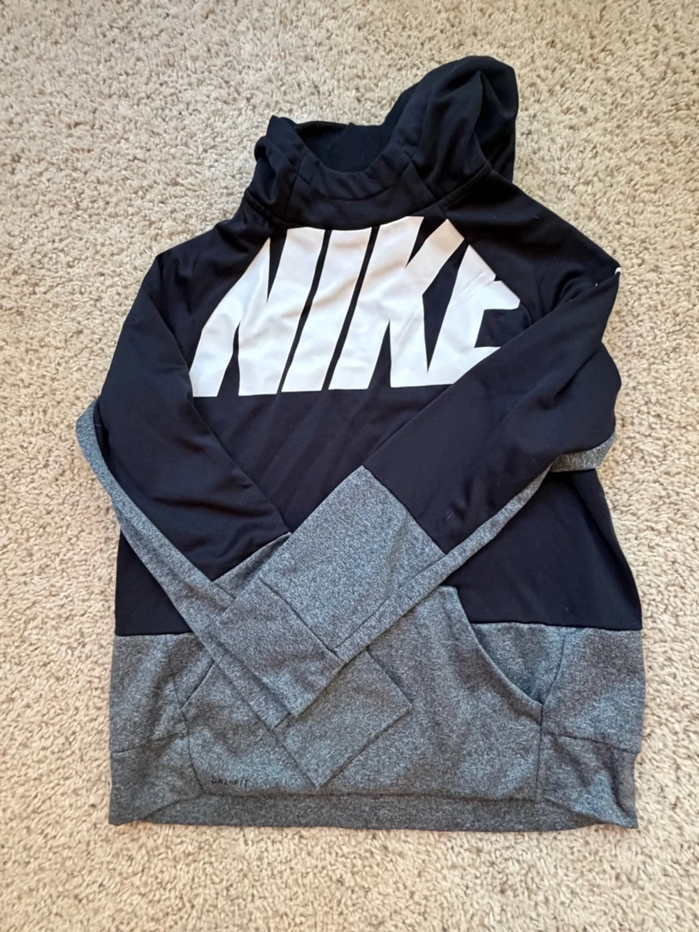 Nike Black & Gray Pullover Hoodie with White NIKE Chest Logo